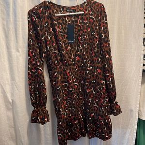 Long sleeve leopard print dress